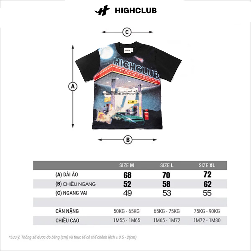 Áo Thun GAS STATION Tay Lỡ Unisex Nam/Nữ Cổ Tròn - HIGHCLUB Brand Chính Hãng