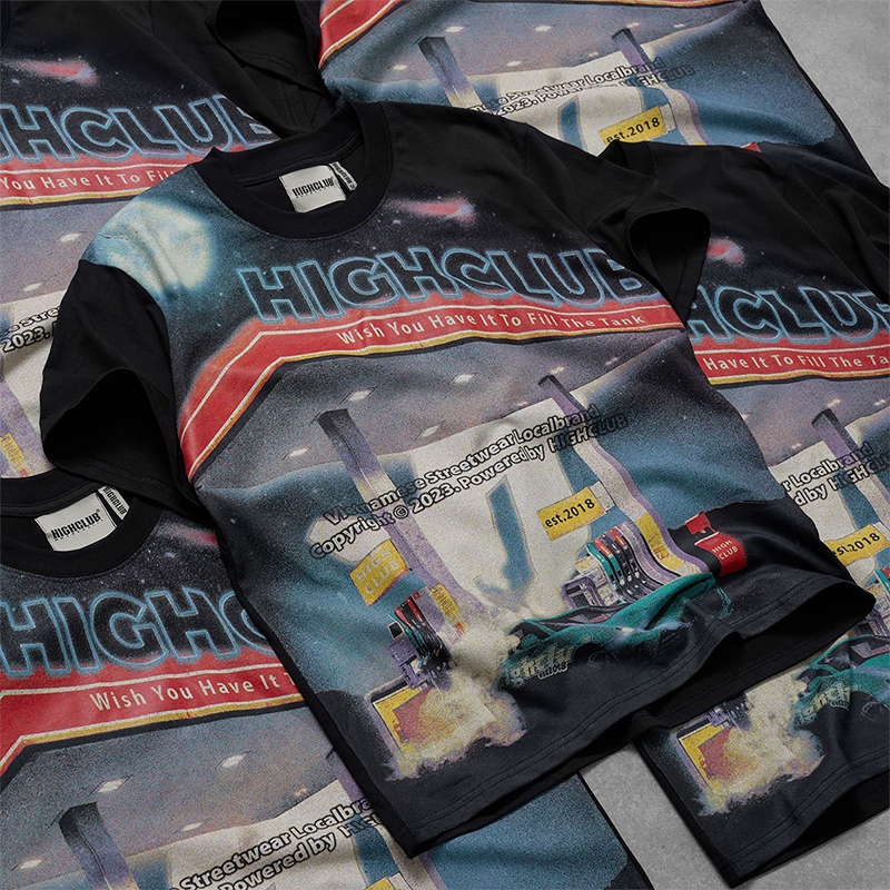 Áo Thun GAS STATION Tay Lỡ Unisex Nam/Nữ Cổ Tròn - HIGHCLUB Brand Chính Hãng