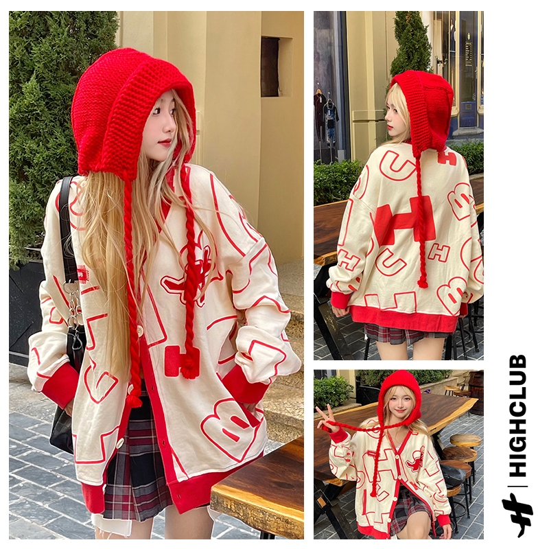 Áo khoác HIGHCLUB Fullprint Cardigan UNISEX Black/Tan, Cream White/pink - HIGHCLUB Brand Chính Hãng