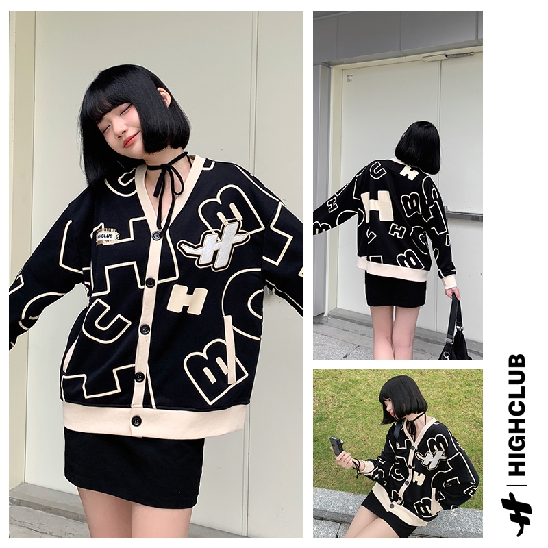 Áo khoác HIGHCLUB Fullprint Cardigan UNISEX Black/Tan, Cream White/pink - HIGHCLUB Brand Chính Hãng