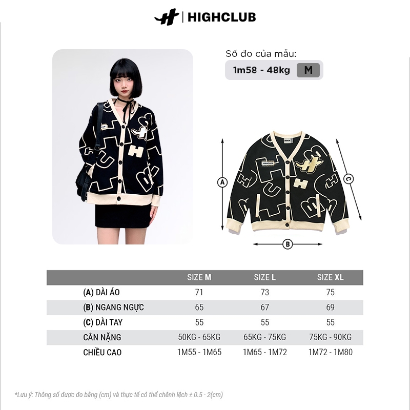 Áo khoác HIGHCLUB Fullprint Cardigan UNISEX Black/Tan, Cream White/pink - HIGHCLUB Brand Chính Hãng