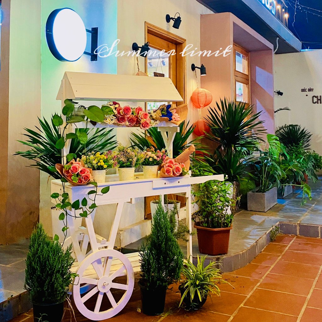 Kệ xe đựng hoa 3 tầng để đồ decor tiệm hoa nhà hàng góc quán, decor sân vườn vintage