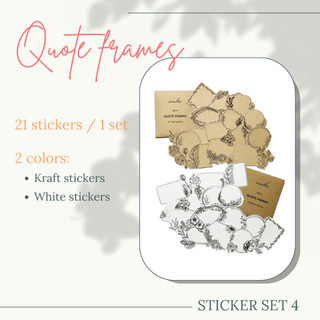 [MẪU MỚI] SET 4: 21 stickers Quote frames và họa tiết hoa lá vintage (trang trí sổ tay, planner, bullet journal,...)
