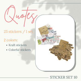 SET 10: QUOTES - 25 stickers nhiều màu / kraft (trang trí sổ tay, planner, bullet journal,...)