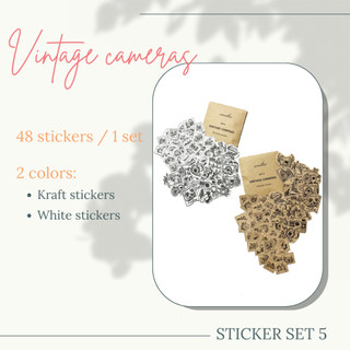 SET 5: VINTAGE CAMERA - 48 stickers họa tiết máy ảnh vintage (trang trí sổ tay, planner, bullet journal, laptop...)
