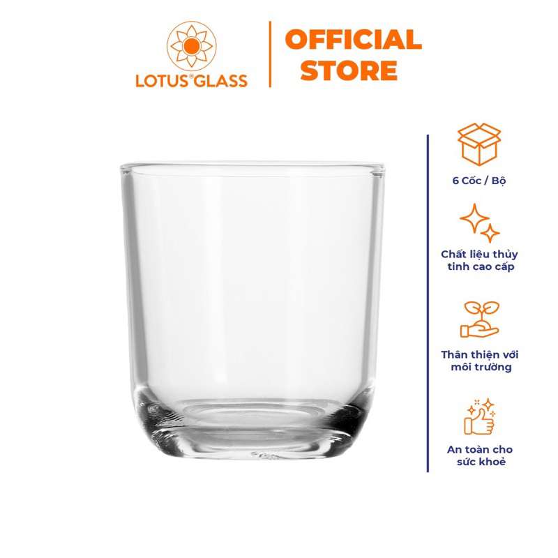 Bộ 6 cốc bầu thấp thủy tinh LOTUS GLASS VTC02 trong suốt cao cấp