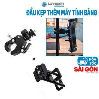Kẹp thêm máy tính bảng cho chân đèn live stream đầu nối + kẹp i-pad