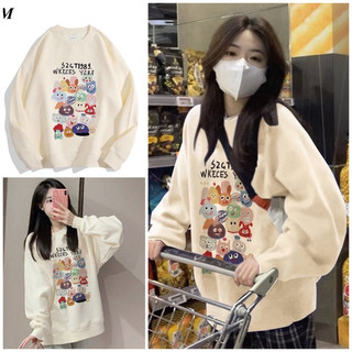 Áo Sweater Cổ Tròn Dáng Rộng In Họa Tiết Graffiti Hàn Quốc Thời Trang Unisex chất dày dặn T23
