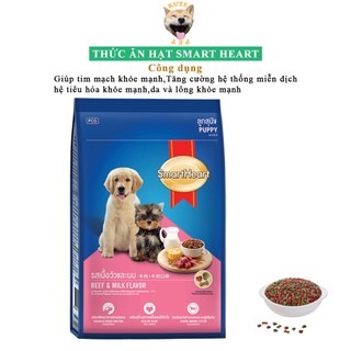 Thức Ăn Puppy Smart Heart Hạt Khô Vị Thịt Bò Và Sữa Cho Chó Con 400gram
