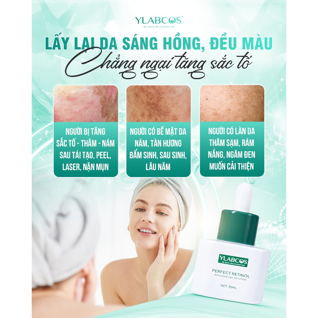 Serum Retinol Nội Mô Ylabcos Giúp làm mờ sắc tố thâm nám,ngừa lão hóa,giúp da tươi sáng 10ml 35ml