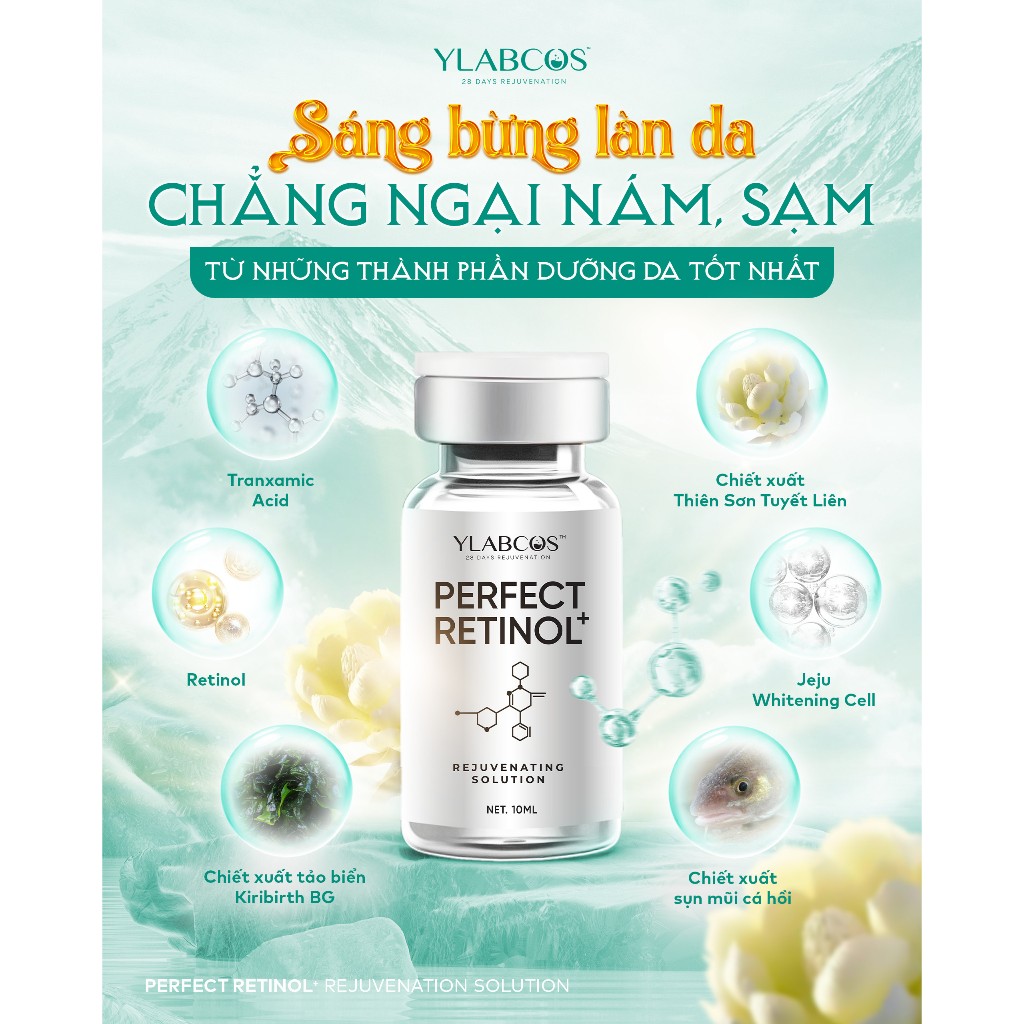 Serum Retinol Nội Mô Ylabcos Giúp làm mờ sắc tố thâm nám,ngừa lão hóa,giúp da tươi sáng 10ml 35ml