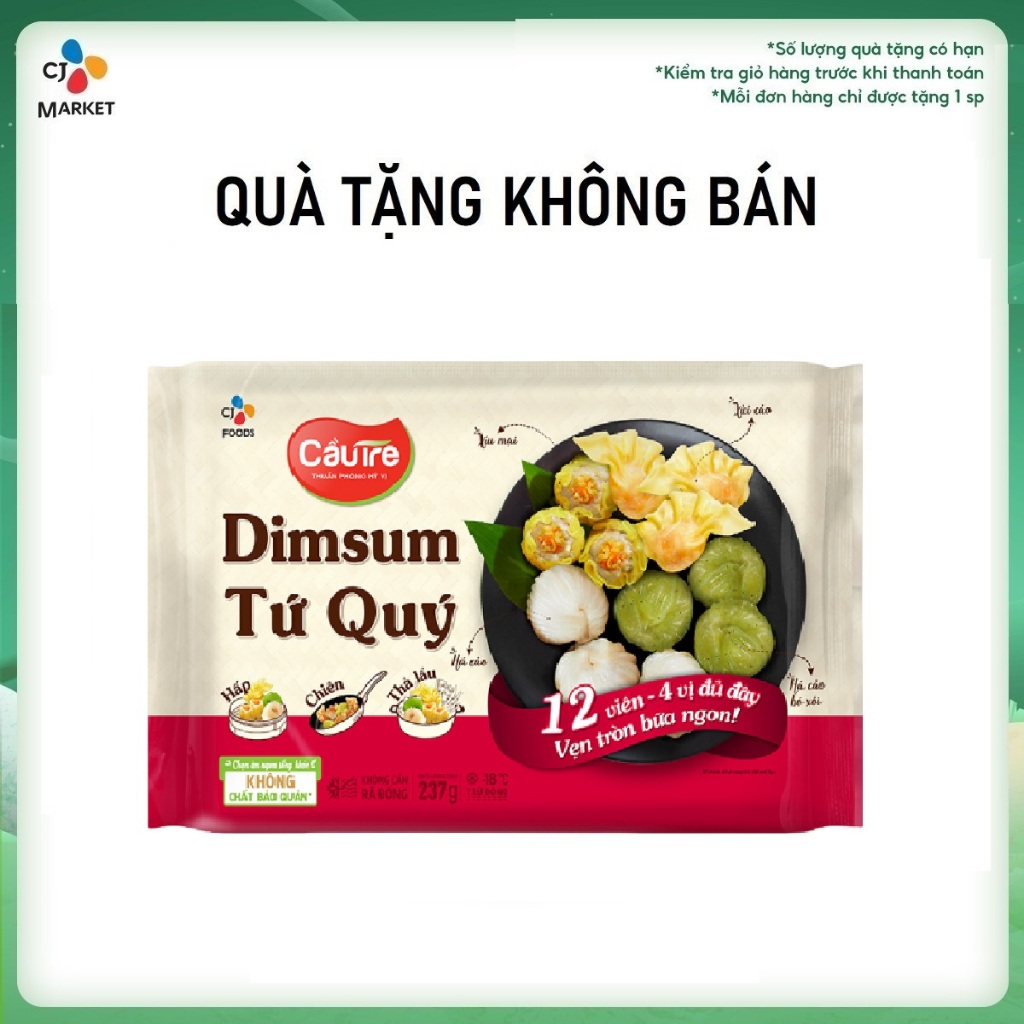 Dimsum Tứ Quý Cầu Tre 237g _4 vị đủ đầy, vẹn tròn bữa ngon
