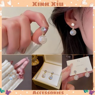 Bông tai, khuyên tai nữ đính đá kèm ngọc nhân tạo chân bạc s925 mạ vàng xu hướng mới