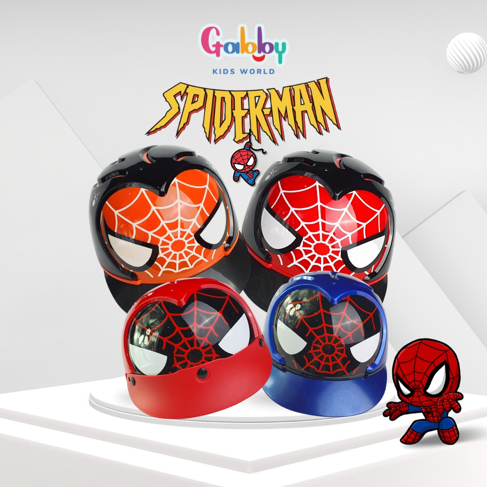 Mũ Nón Bảo Hiểm Trẻ Em Nhân Vật Người Nhện Spiderman Hai Lớp Siêu Thoáng Nhẹ Đầu Cho Bé (Có Kính/ Không Kính)