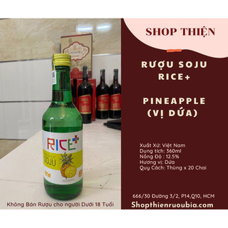 Sô Chu RICE+ Soju Pineapple 12.5% 360ml-Vị Dứa