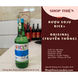 Sô Chu RICE+ Soju Original 16.5% 360ml-Vị Truyền Thống