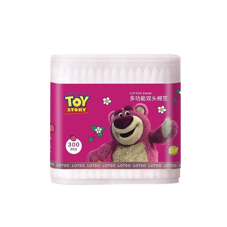 Hộp 300 tăm bông hình gấu dâu tiện dụng