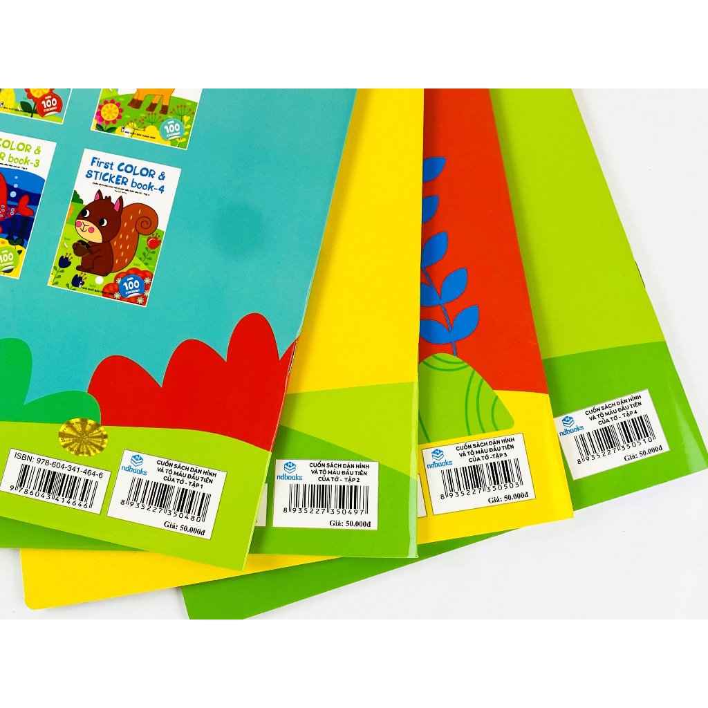 Sách - Bộ 4 cuốn First Color & Sticker Book - Cuốn Sách Dán Hình Và Tô Màu Đầu Tiên Của Tớ - ndbooks