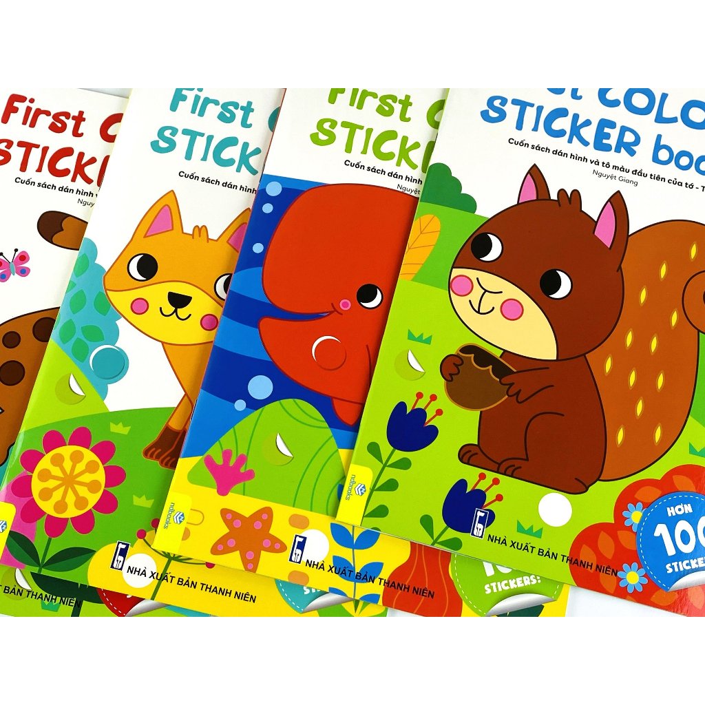 Sách - Bộ 4 cuốn First Color & Sticker Book - Cuốn Sách Dán Hình Và Tô Màu Đầu Tiên Của Tớ - ndbooks
