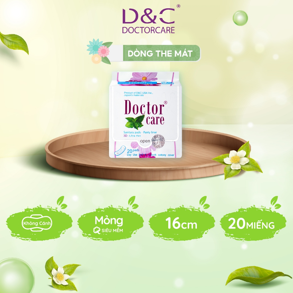 Băng vệ sinh thảo dược D&C Doctor Care hàng ngày 16 cm nhỏ gọn siêu mỏng tiện lợi Gói 20 miếng