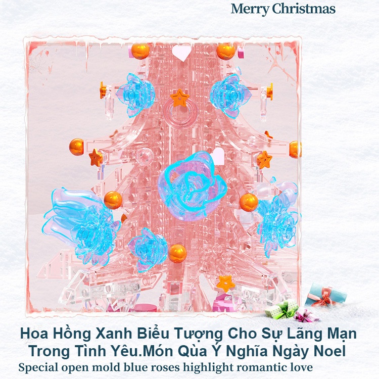 Đồ Chơi Lắp Ráp Kiểu LEGO Noel Hộp Nhạc Cây Thông Pha Lê Chirstmas Tree Có Nhạc Và Đèn D1003-D1004 Với 500+ PCS