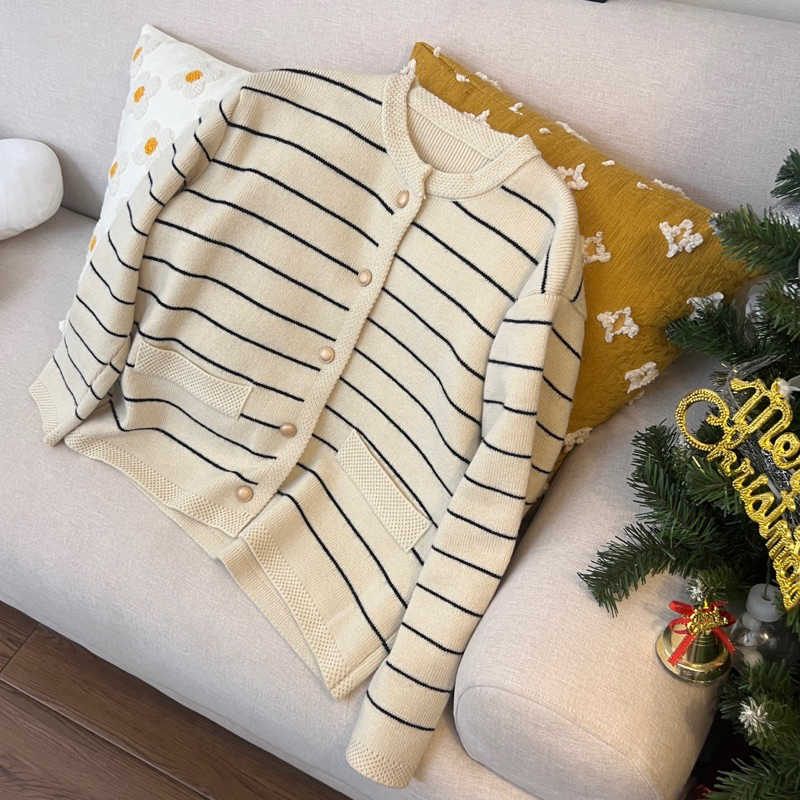 Áo cardigan kẻ lông thỏ 3 màu freesize - 23september