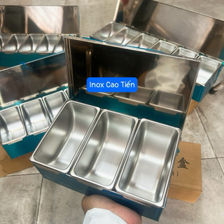 Khay đựng gia vị dài inox - khay topping - 3 , 4 , 5 , 6 ngăn