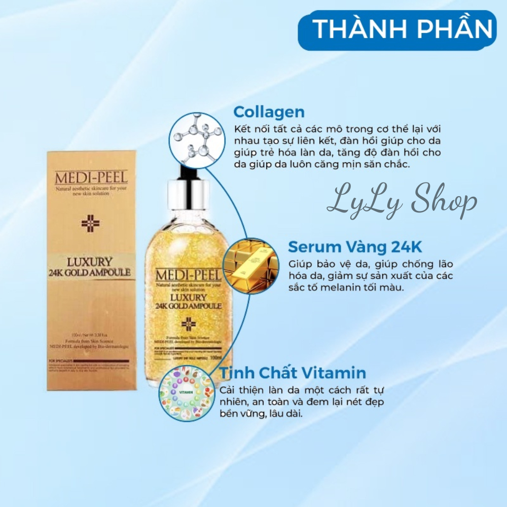 Tinh chất vàng 24Gold Ampoule, Medi Peel Luxury dưỡng da mịn màng căng bóng ngăn ngừa lão hoá da lylyshop-200ml