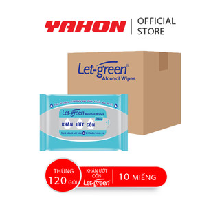 Thùng khăn ướt cồn let-green, 10 miếng/gói, 120 gói/thùng