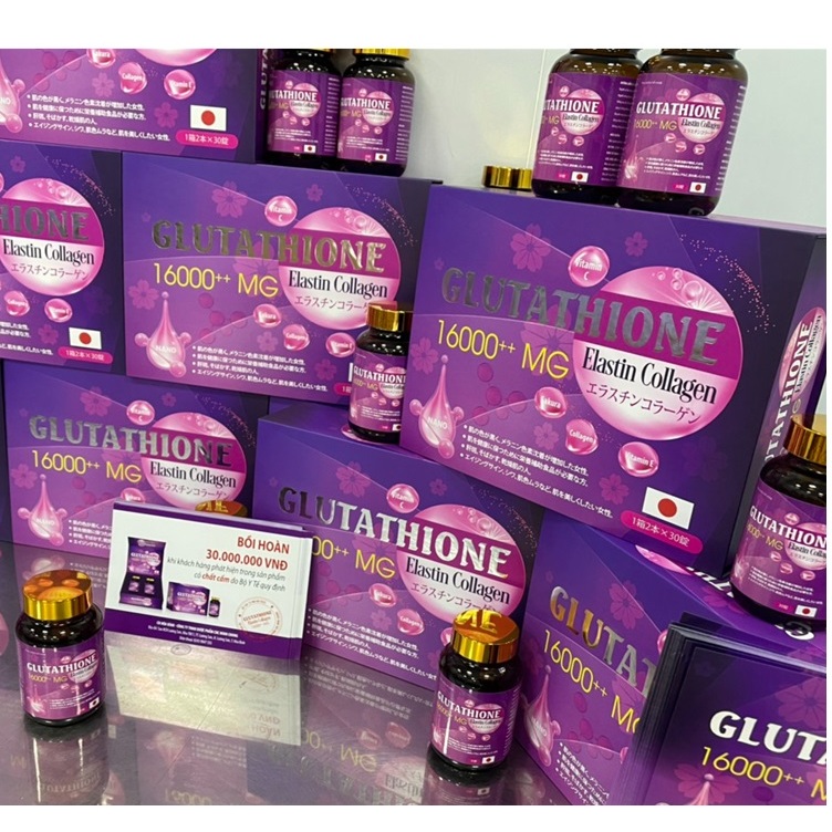 Viên uống trắng da, Glutathione 16000mg collagen + C, giảm nám, mờ thâm, nâng tone toàn thân body