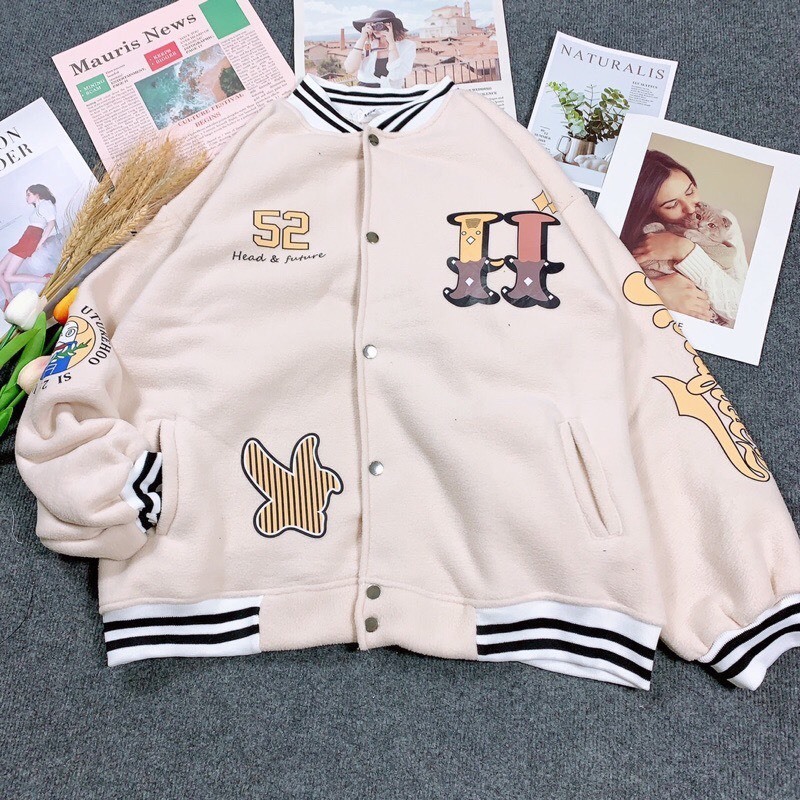 Áo Khoác bomber Chữ H nam nữ unisex , Áo khoác bóng chày chất nỉ bông mềm mịn HOT 2023 M02