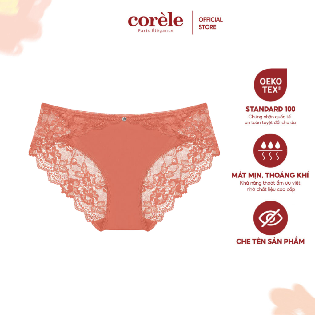Quần lót ren nữ Corèle FELECIA gợi cảm, mềm mại, lưng vừa, chuẩn an toàn quốc tế OEKO-TEX từ Corèle Pháp - 02151A