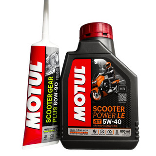 Combo nhớt MOTUL SCOOTER POWER LE 5W40 0.8 lít & nhớt láp MOTUL Scooter Gear Plus 80W90 GL-5 120ml dành cho xe tay ga