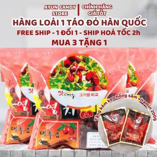  Táo Đỏ Sấy Khô Hàn Quốc 500g - kèm gói kẹo sâm khi mua 3 gói táo 500g