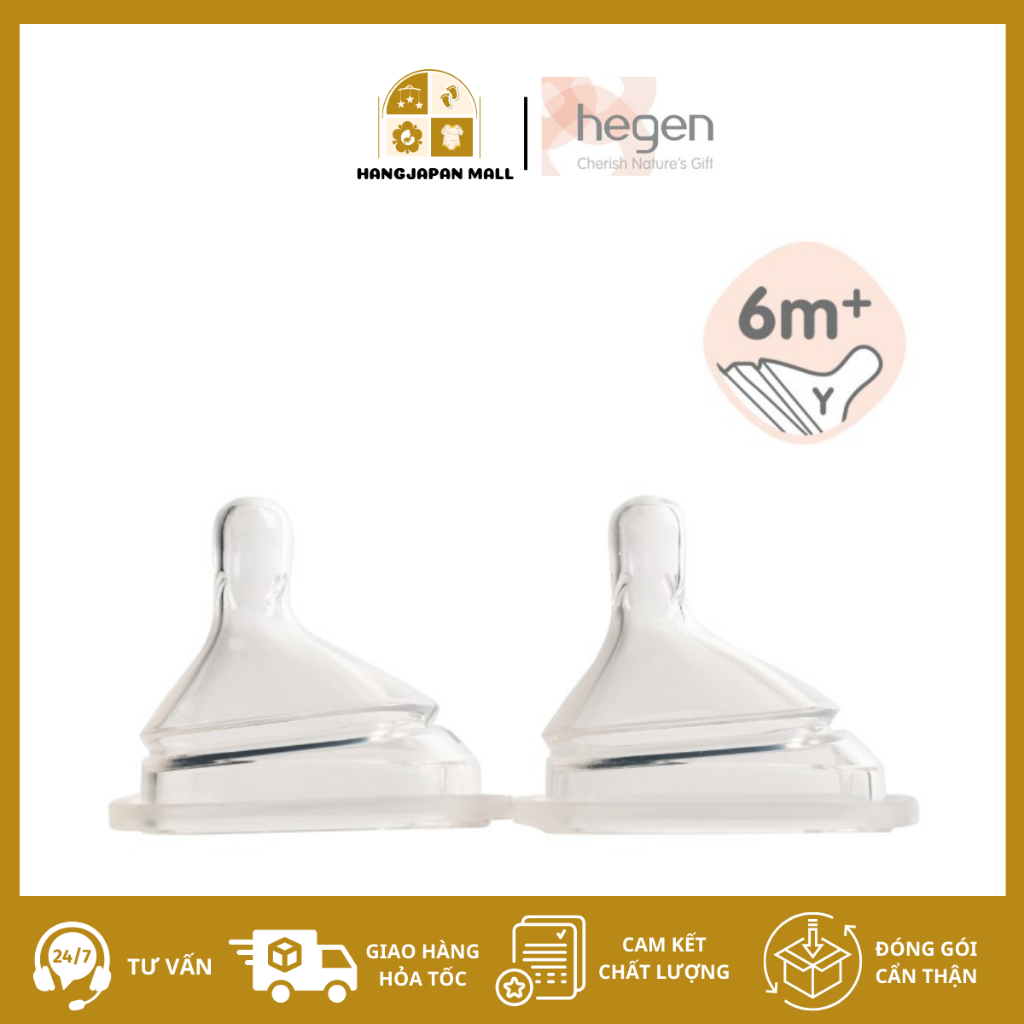 Bộ 2 Núm ti Hegen size Y-cut dùng thức ăn sệt cho bé