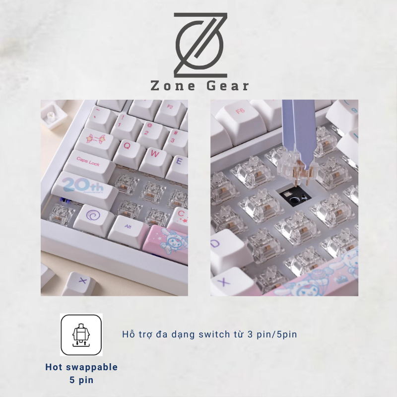 Bàn phím cơ AKKO 5075B Plus Cinnamoroll - layout 75%  - keycap Cinnamoroll phiên bản giới hạn
