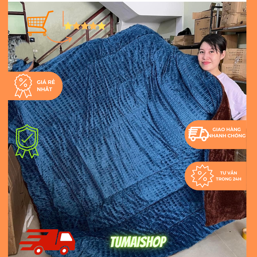 Chăn nỉ nhung lông thỏ nặng 3,8-4kg Tumaishop