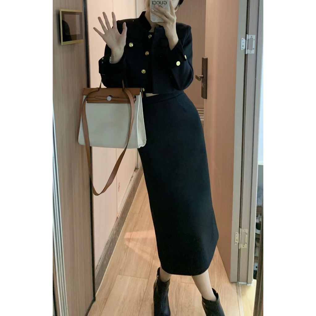 Set dạ chân váy dáng dài sang chảnh