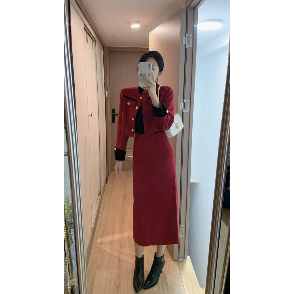 Set dạ chân váy dáng dài sang chảnh