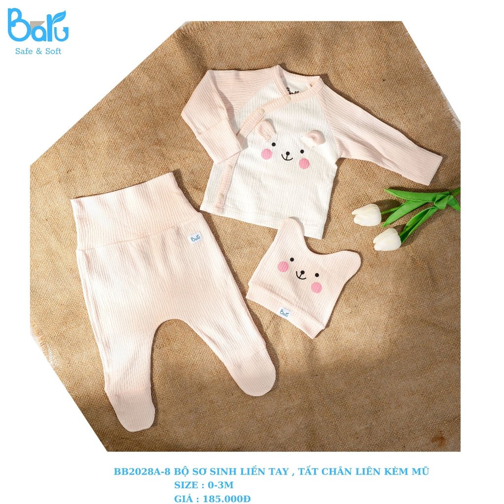 Bộ quần áo sơ sinh cho bé trai bé gái hãng baru