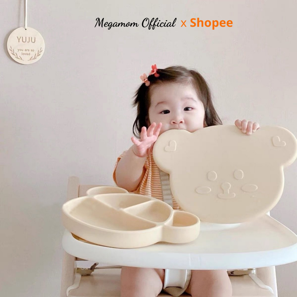 Khay Silicon ăn dặm Gấu Brown cho bé ăn dặm, babysi