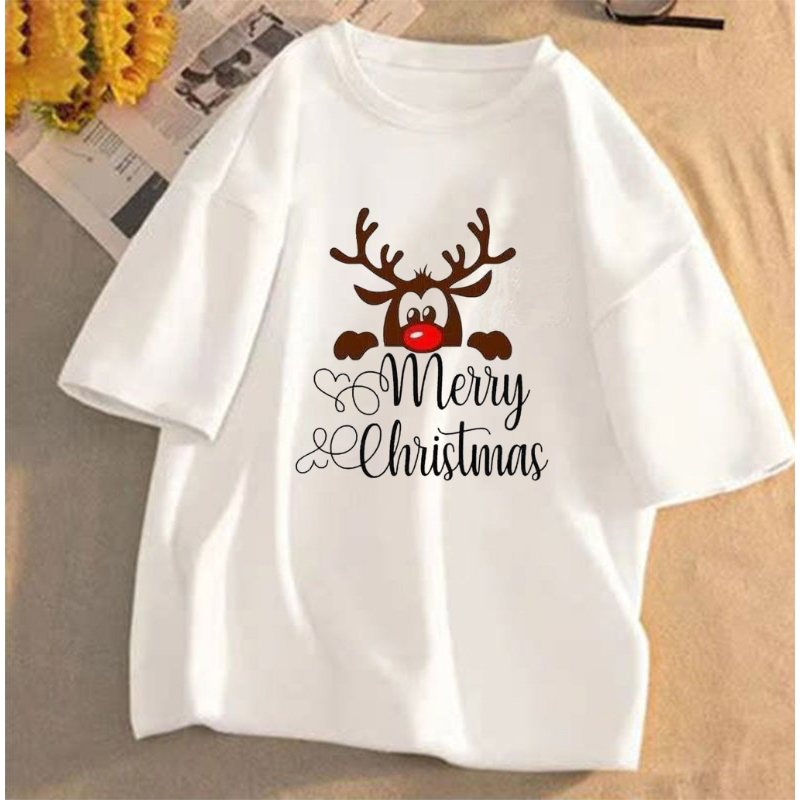 Áo Thun Nữ In Hình Noel, Áo Thun Nữ Cotton In Hình Giáng Sinh