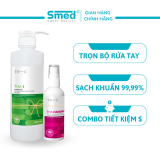 COMBO 2: Xà phòng Táo Xanh THA 1 chai 500 ML + Nước rửa tay khô THA Handrub chai 100ML