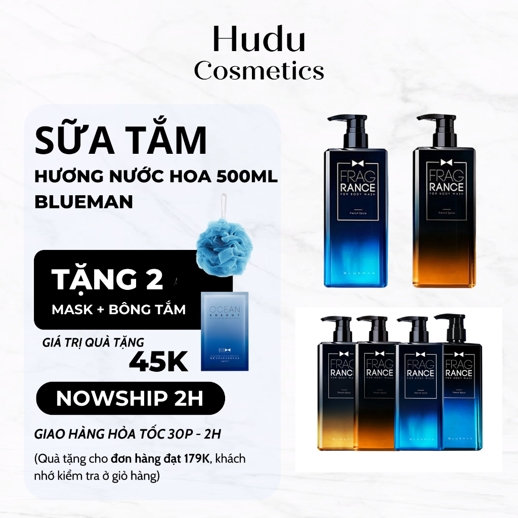 Sữa Tắm Nam Hương Nước Hoa Blueman 500ml - Sữa Tắm Cho Nam Giới - Hudu Cosmetics