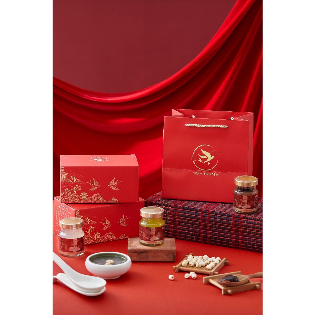 Set 6 Hũ Tổ Yến Sào Chưng Sẵn Saffron 70ml- Quà Tặng, Quà Biếu Tết