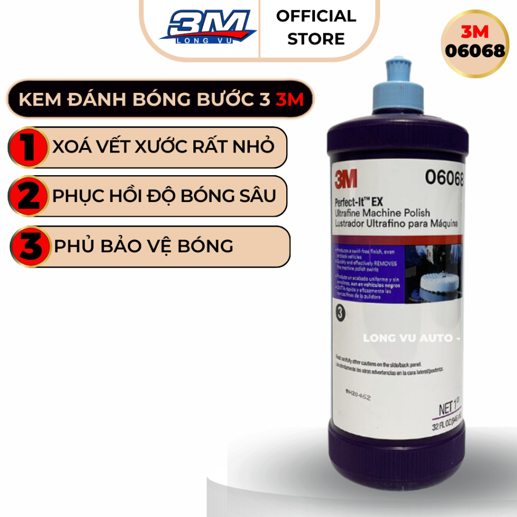 Kem đánh bóng bước 3 cao cấp 3M 06068 Perfect-It™ EX Ultrafine Machine Polish, 1 quart