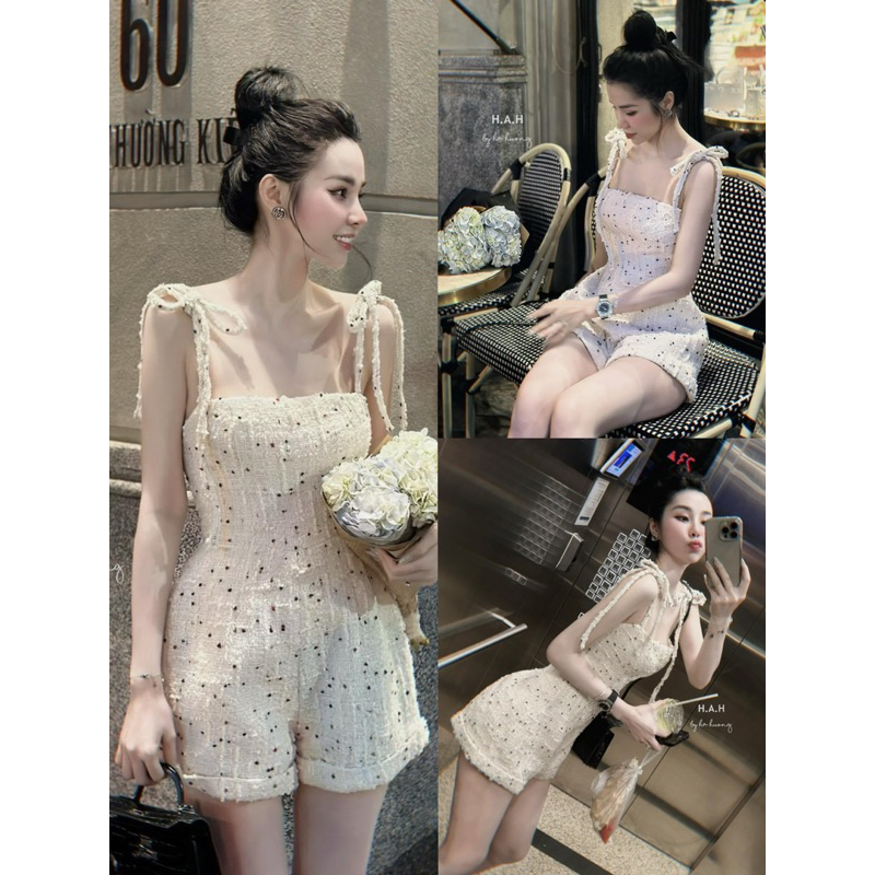 Jumpsuit 2 dây quần đùi siêu xinh hoạ tiết nhí sexy lại dễ thương