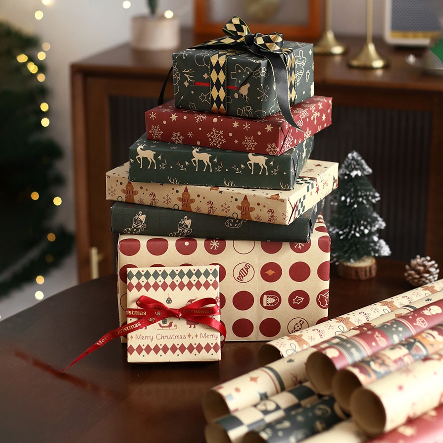 GIẤY GÓI QUÀ GIÁNG SINH, NOEL - GIẤY KRAFT VINTAGE NHIỀU HỌA TIẾT ĐỘC ĐÁO VÀ ĐẸP MẮT