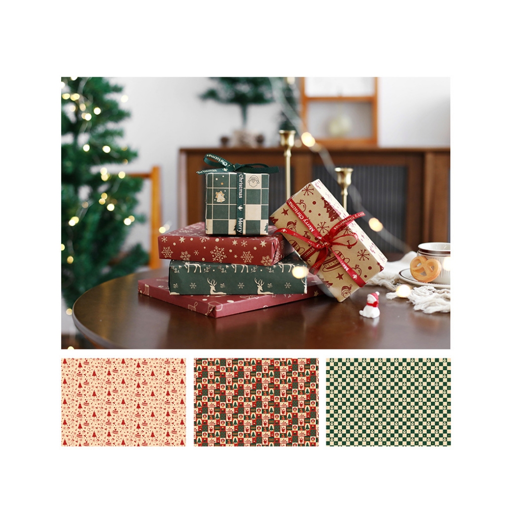 GIẤY GÓI QUÀ GIÁNG SINH, NOEL - GIẤY KRAFT VINTAGE NHIỀU HỌA TIẾT ĐỘC ĐÁO VÀ ĐẸP MẮT