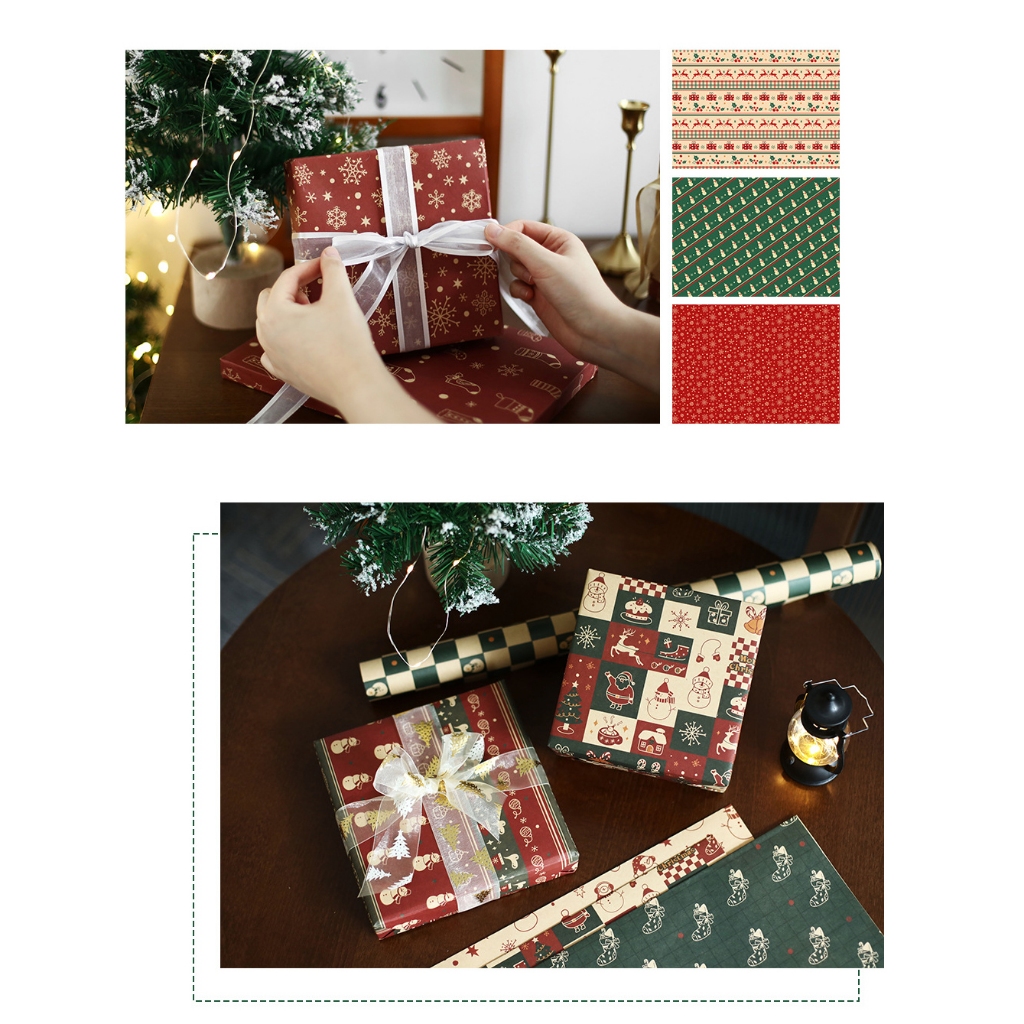 GIẤY GÓI QUÀ GIÁNG SINH, NOEL - GIẤY KRAFT VINTAGE NHIỀU HỌA TIẾT ĐỘC ĐÁO VÀ ĐẸP MẮT